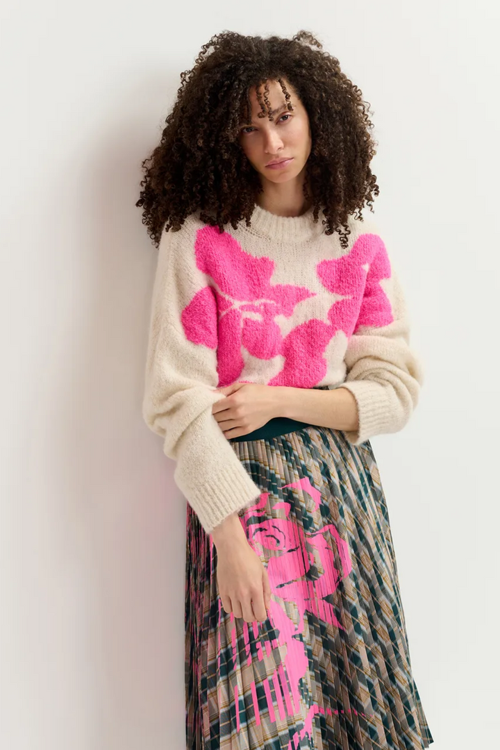 GARCON Jumper (Ecru / Neon Pink)