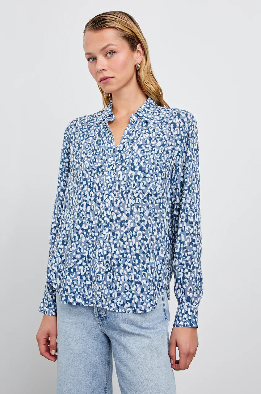 Josephine Shirt (Blue Mixed Cheetah)