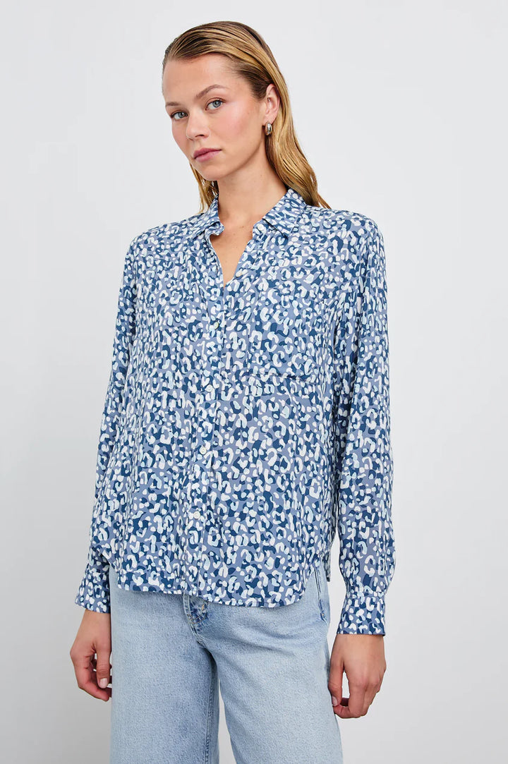 Josephine Shirt (Blue Mixed Cheetah)