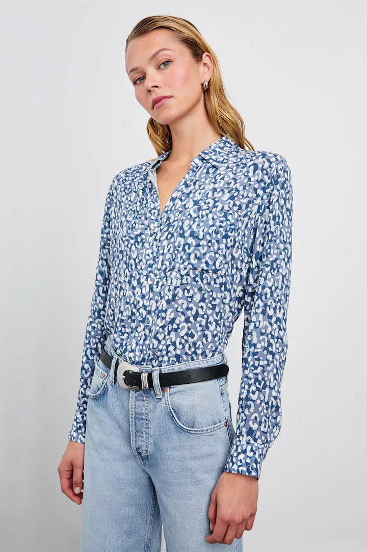 Josephine Shirt (Blue Mixed Cheetah)