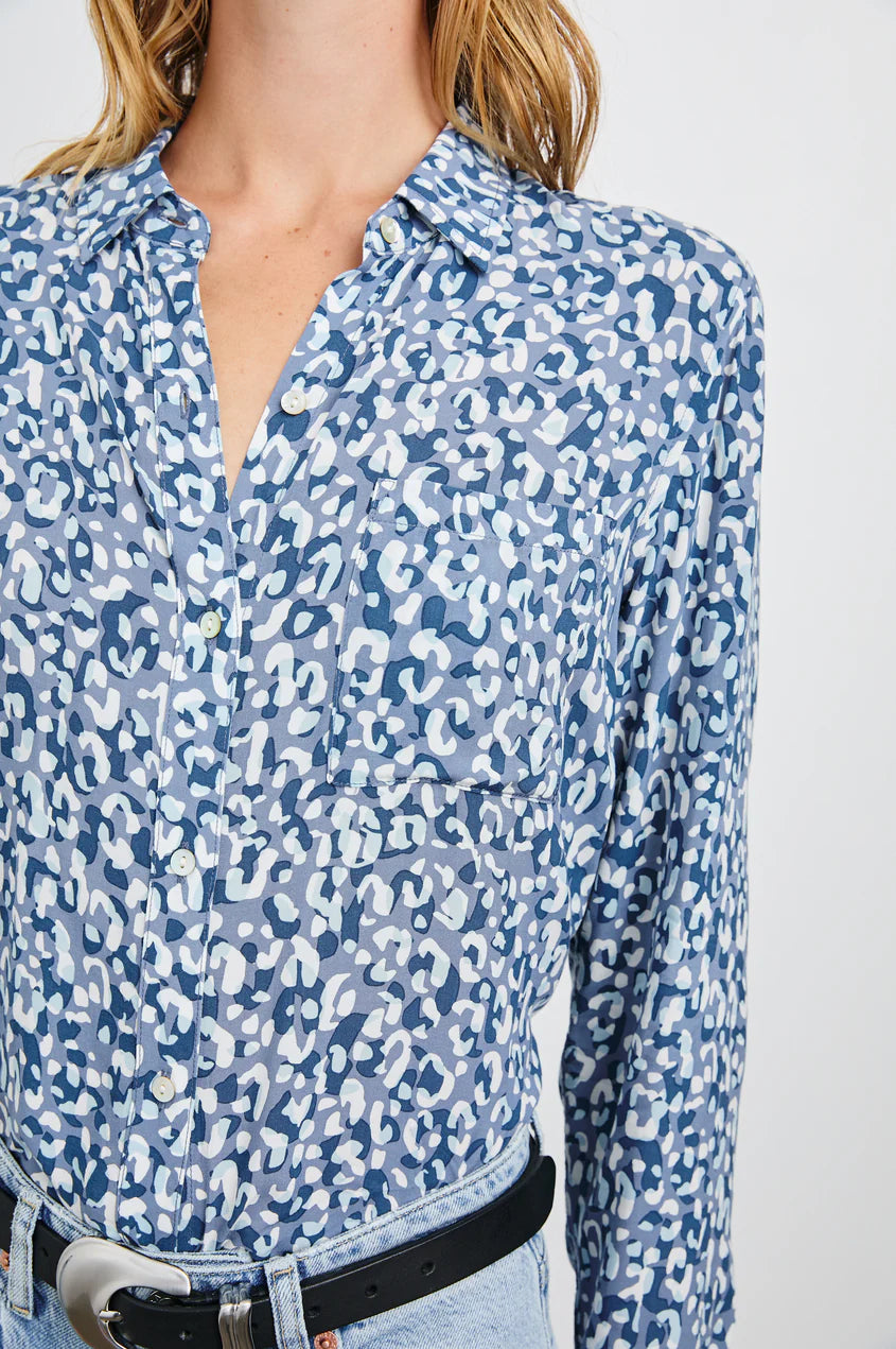 Josephine Shirt (Blue Mixed Cheetah)