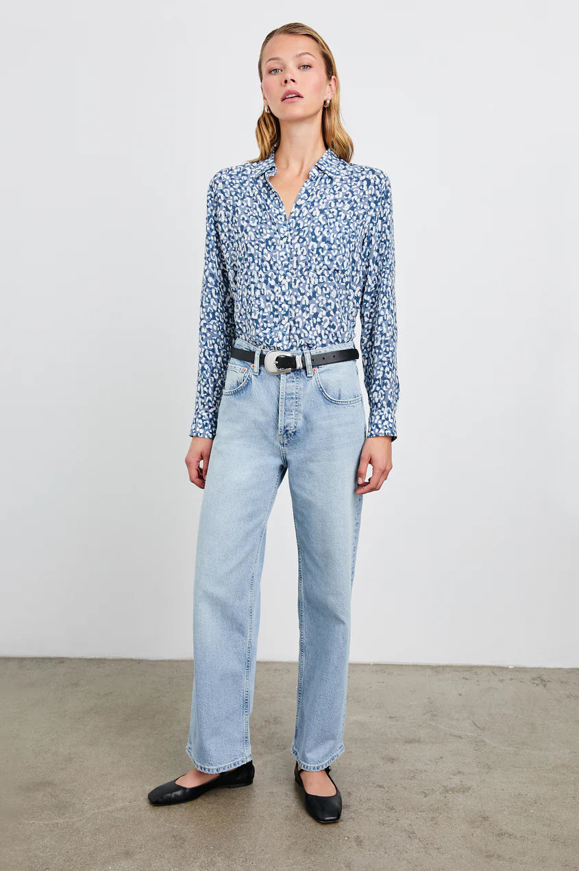 Josephine Shirt (Blue Mixed Cheetah)