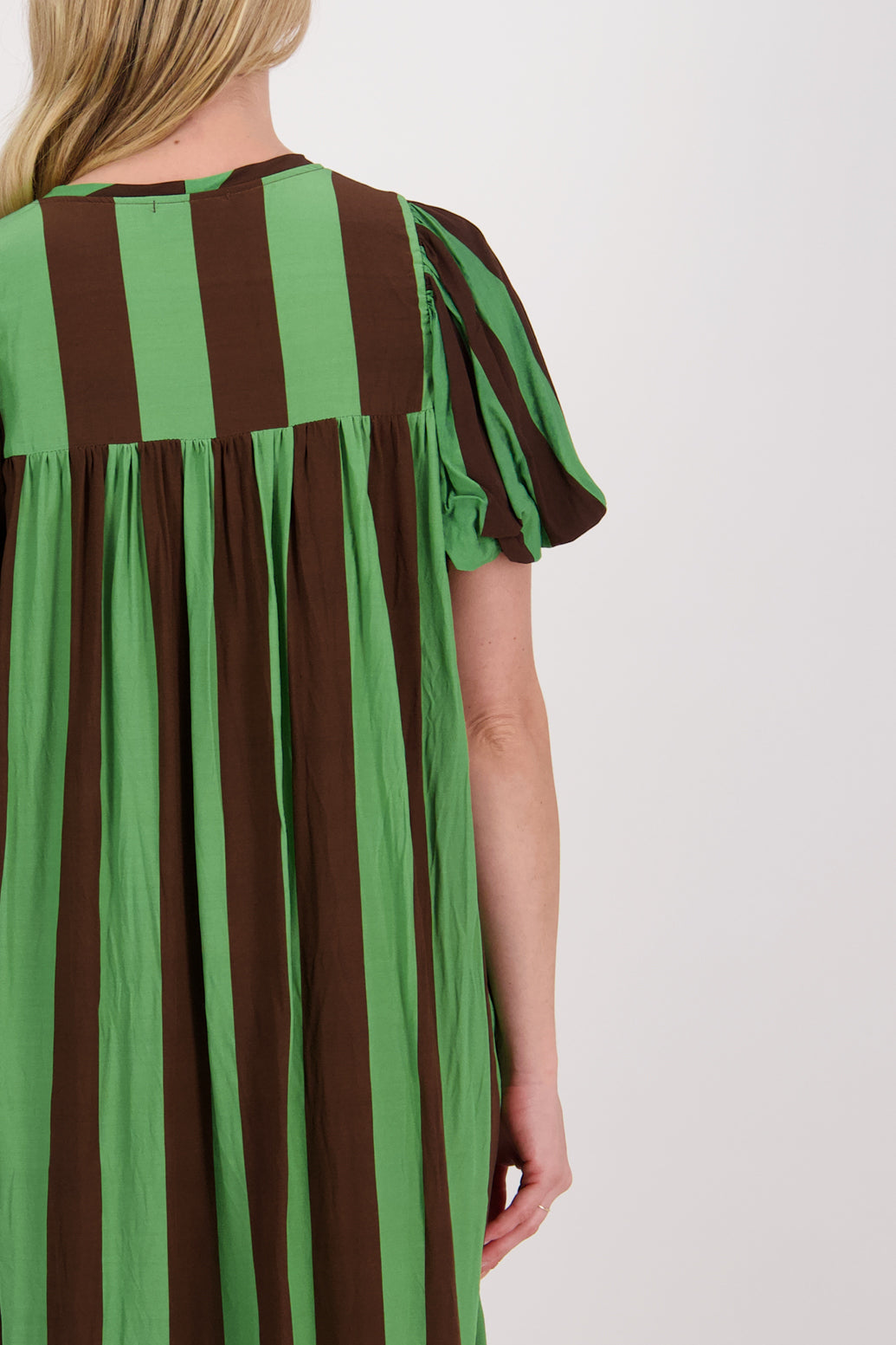 Petra Dress (Choc / Green Stripe)