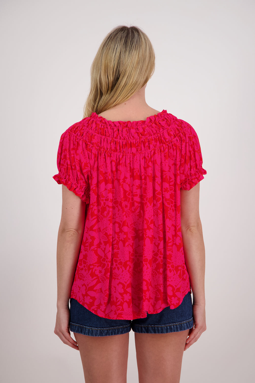 Polly Top (Pink/Red Floral)