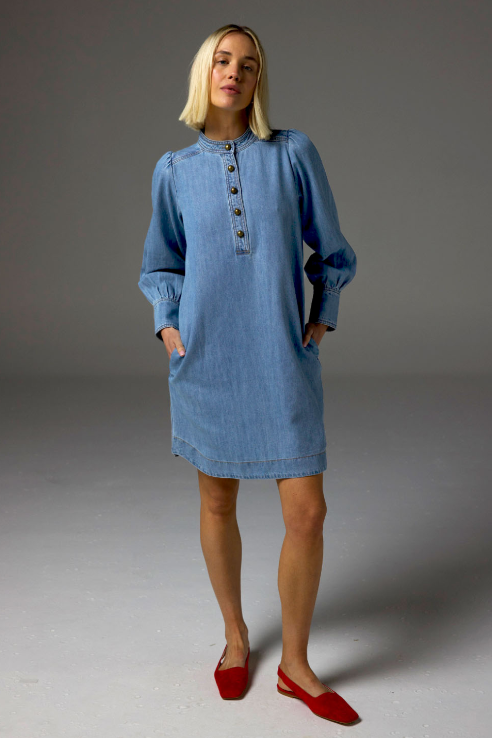 elocution dress (light washed denim)