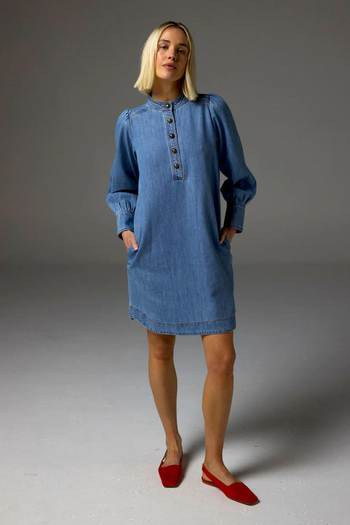 elocution dress (light washed denim)