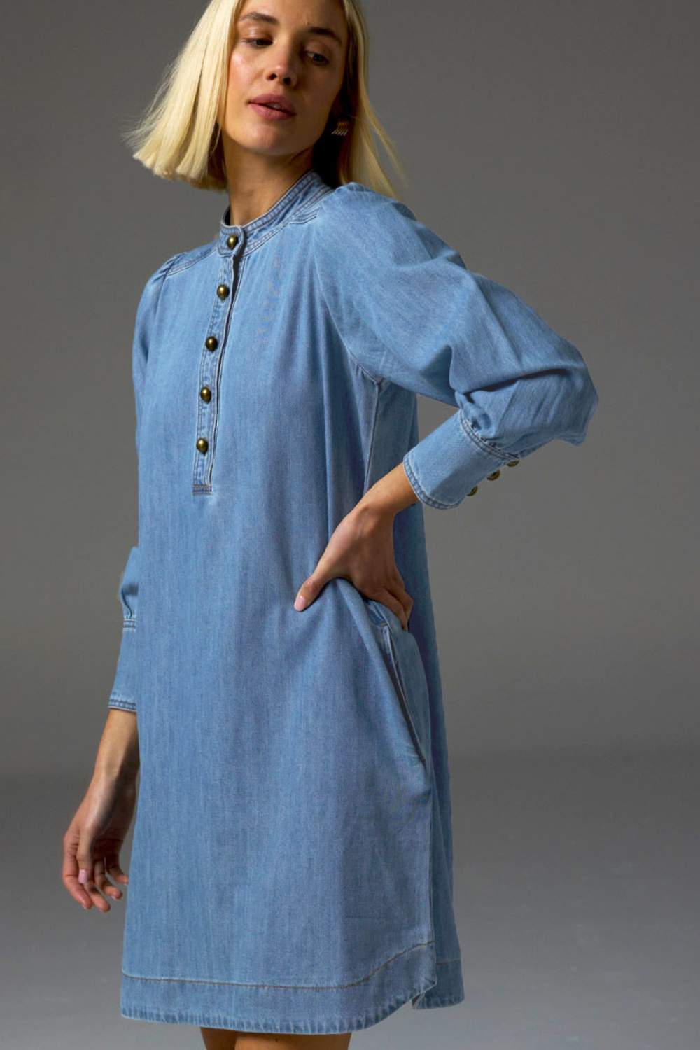 elocution dress (light washed denim)